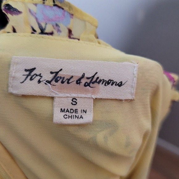 For Love & Lemons Maison Maxi Dress Yellow Womens Sz Sm Floral Sleeveless boho - Picture 10 of 13